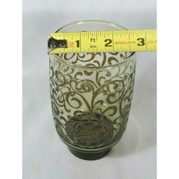 Vintage Libbey Prado Amber Scroll Glass On Glass Tumbler - Picture 6 of 6